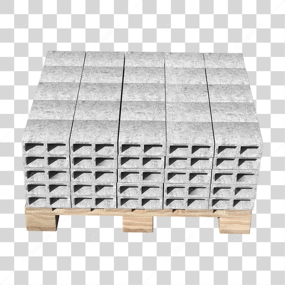 Elemento 3D Paletes Bloco de Concreto Cimento PNG Transparente