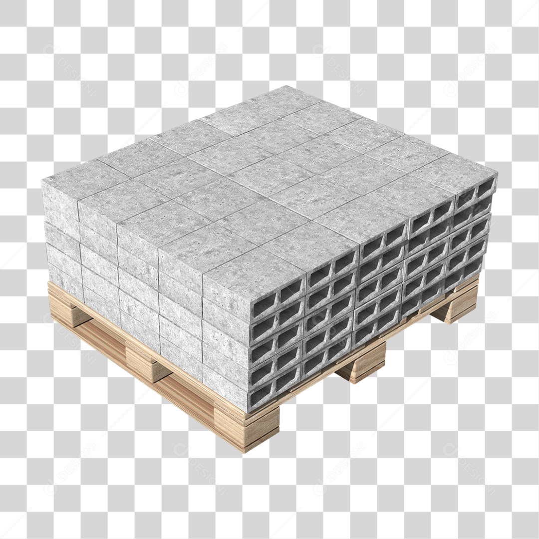 Elemento 3D Paletes Bloco de Concreto Cimento PNG Transparente