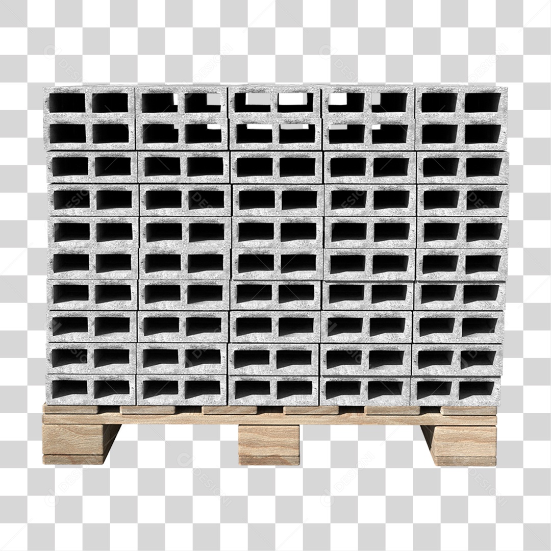 Elemento 3D Paletes Bloco de Concreto Cimento PNG Transparente