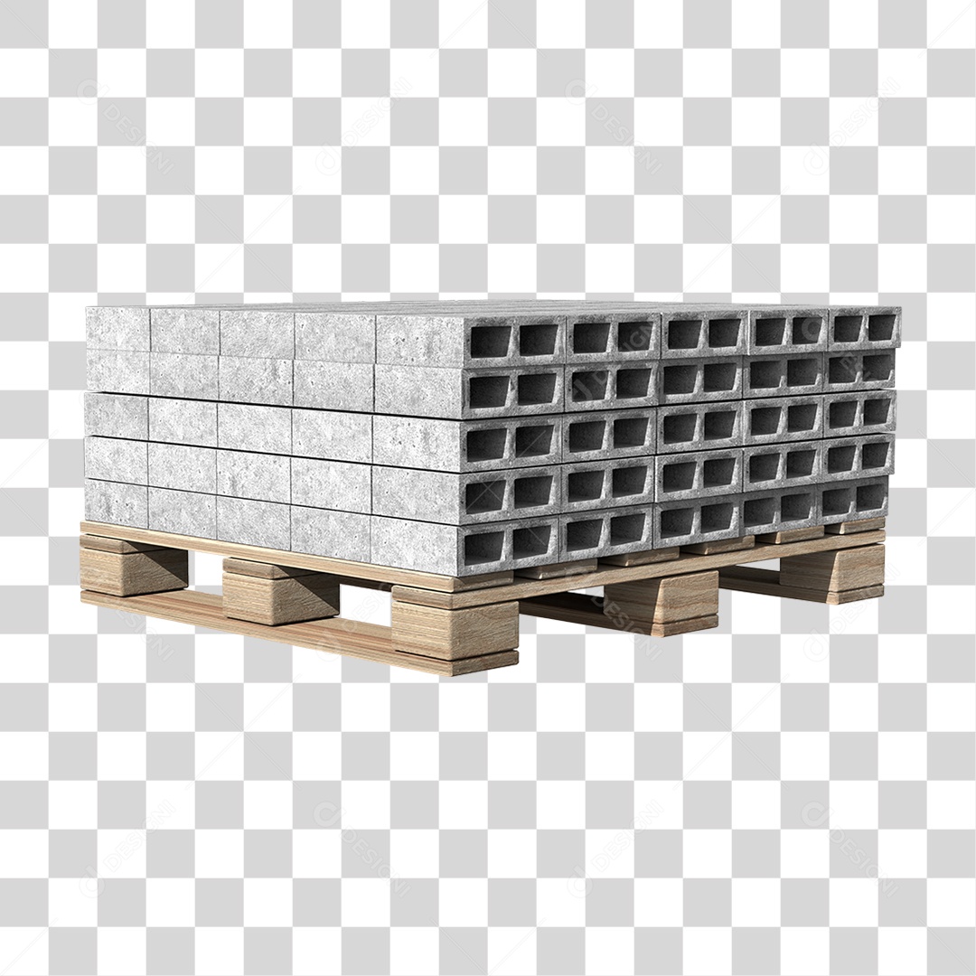Elemento 3D Paletes Bloco de Concreto Cimento PNG Transparente