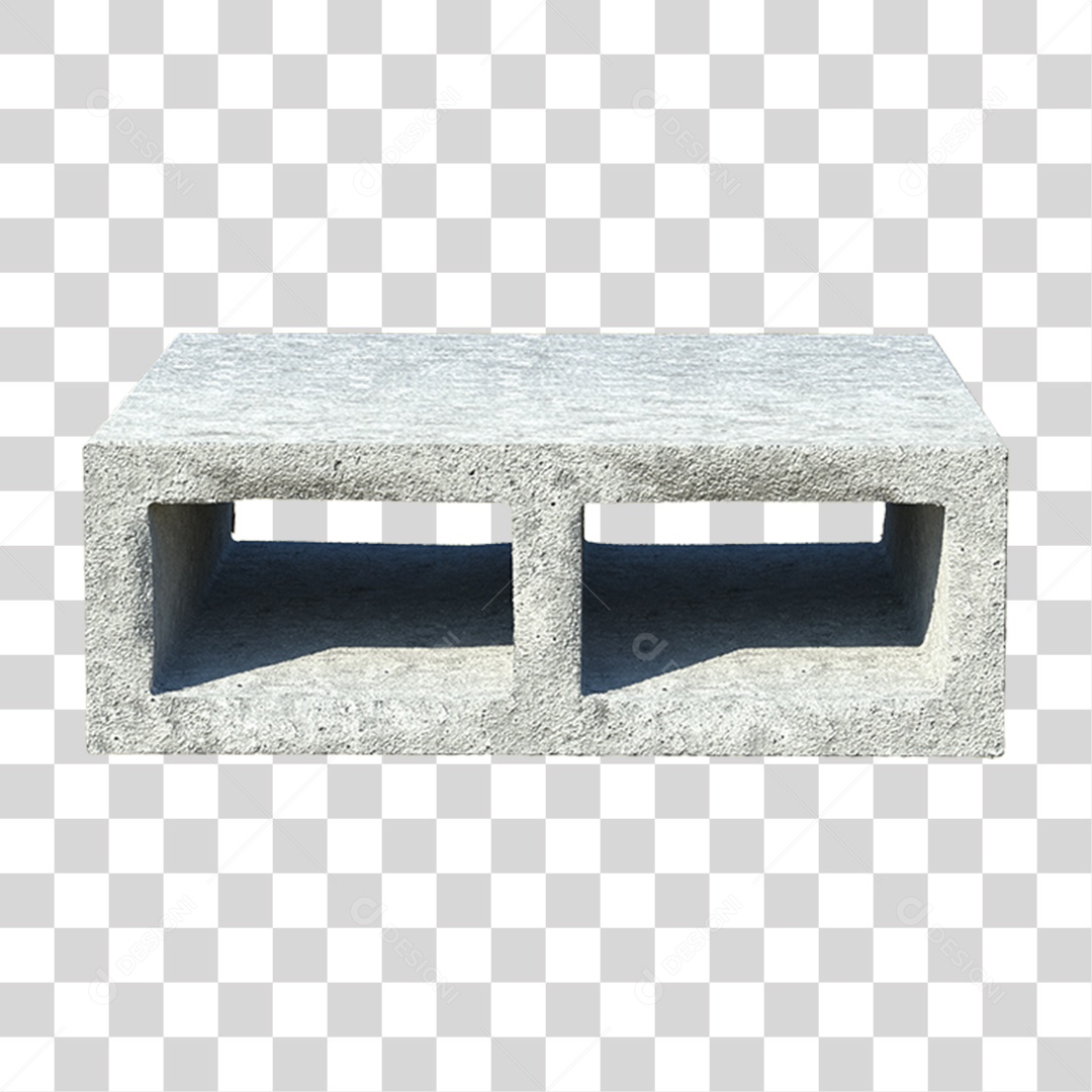 Elemento 3D Bloco de Concreto Cimento PNG Transparente