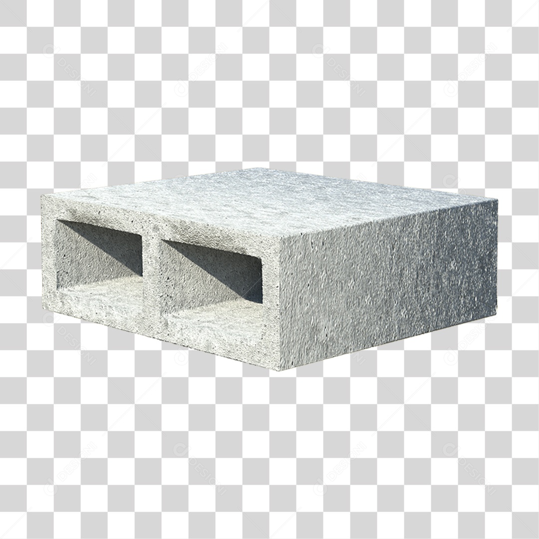 Elemento 3D Bloco de Concreto Cimento PNG Transparente