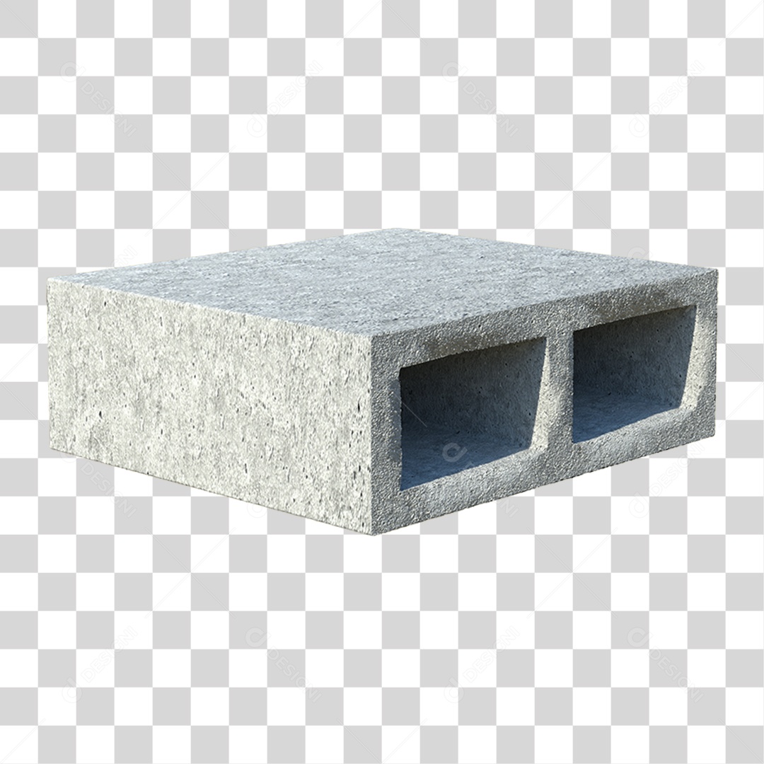 Elemento 3D Bloco de Concreto Cimento PNG Transparente