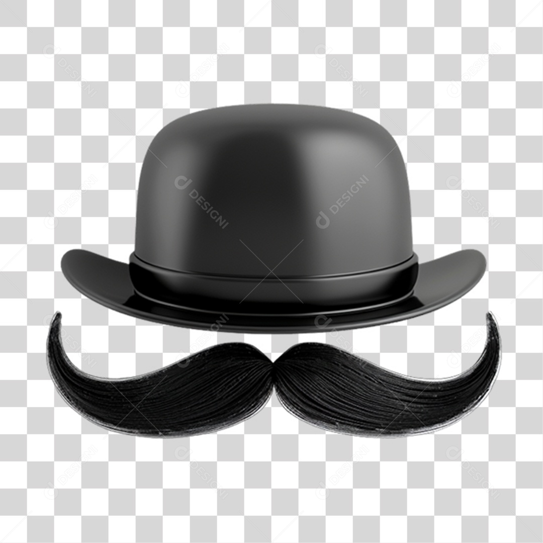 Elemento 3D Chapéu com Bigode PNG Transparente