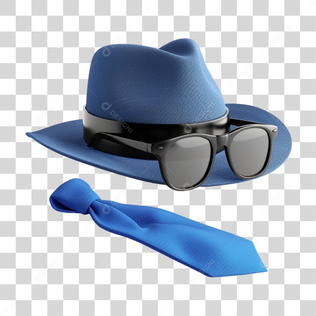 Elemento 3D Óculos Chapéu Gravata PNG Transparente