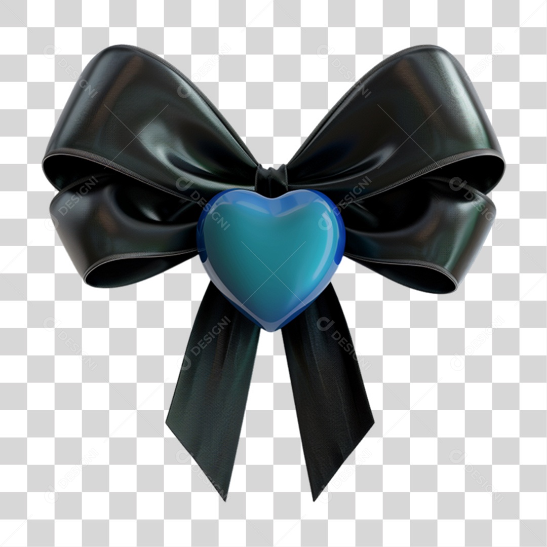 Elemento 3D Laço Coração PNG Transparente