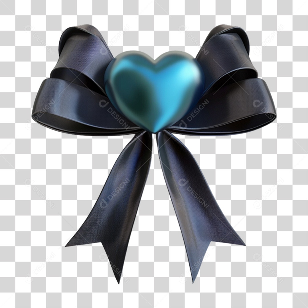 Elemento 3D Laço Coração PNG Transparente