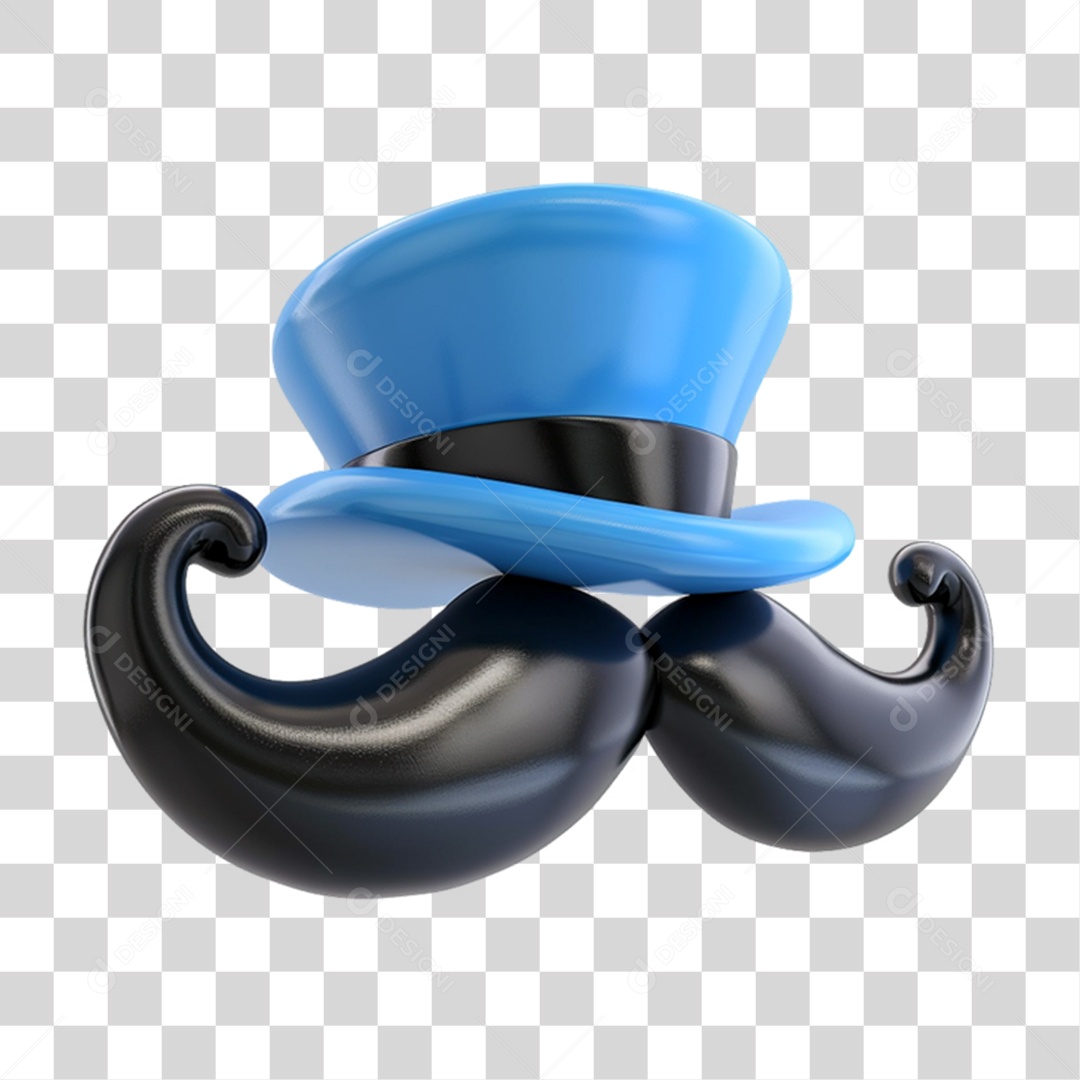Elemento 3D Chapéu com Bigode PNG Transparente