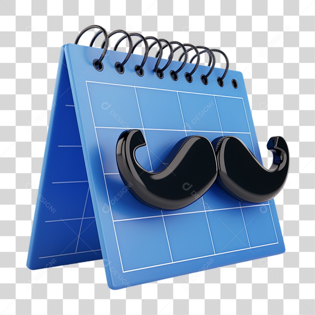 Elemento 3D Calendário com Bigode PNG Transparente