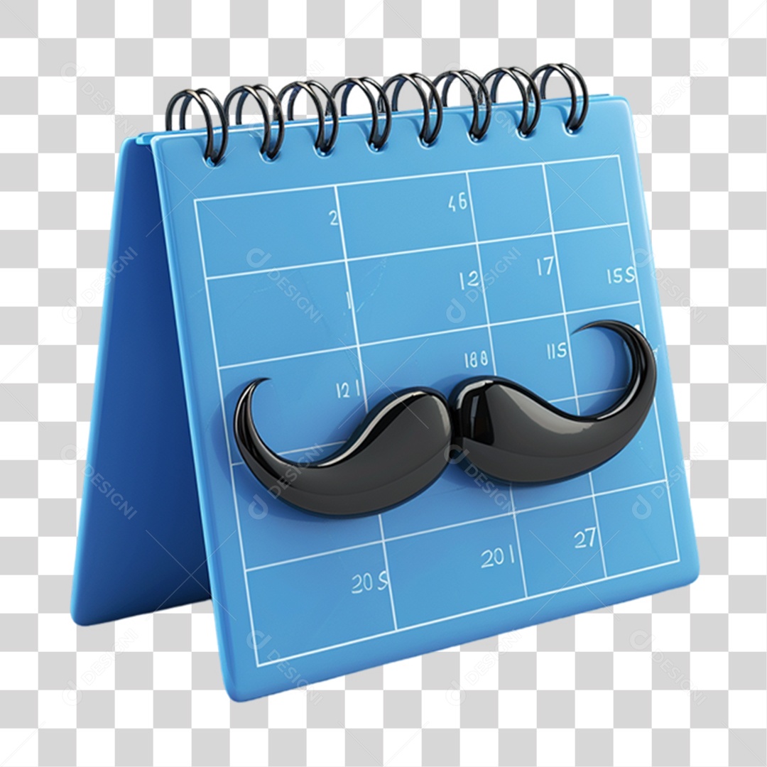Elemento 3D Calendário com Bigode PNG Transparente