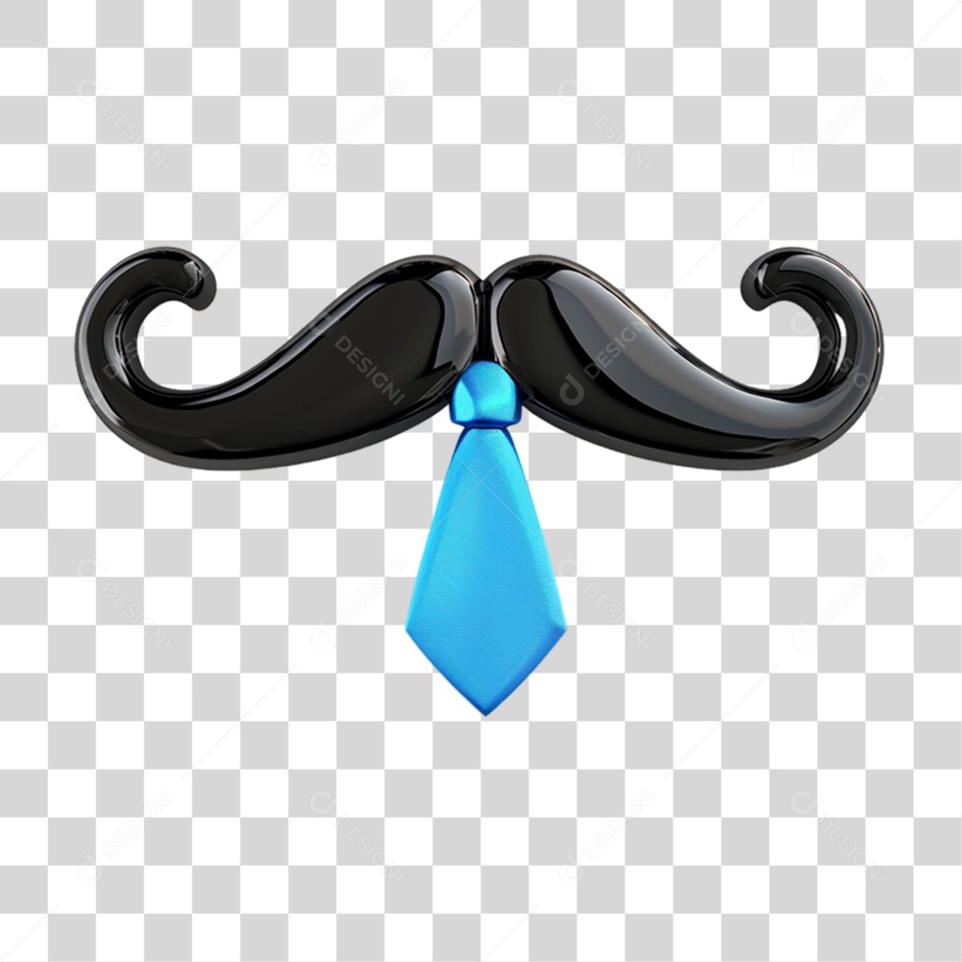 Elemento 3D Bigode com Gravata PNG Transparente