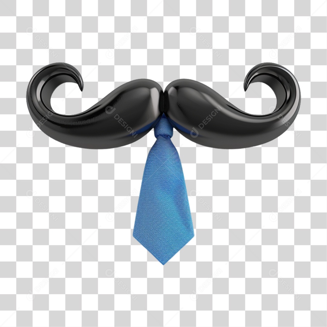 Elemento 3D Bigode com Gravata PNG Transparente