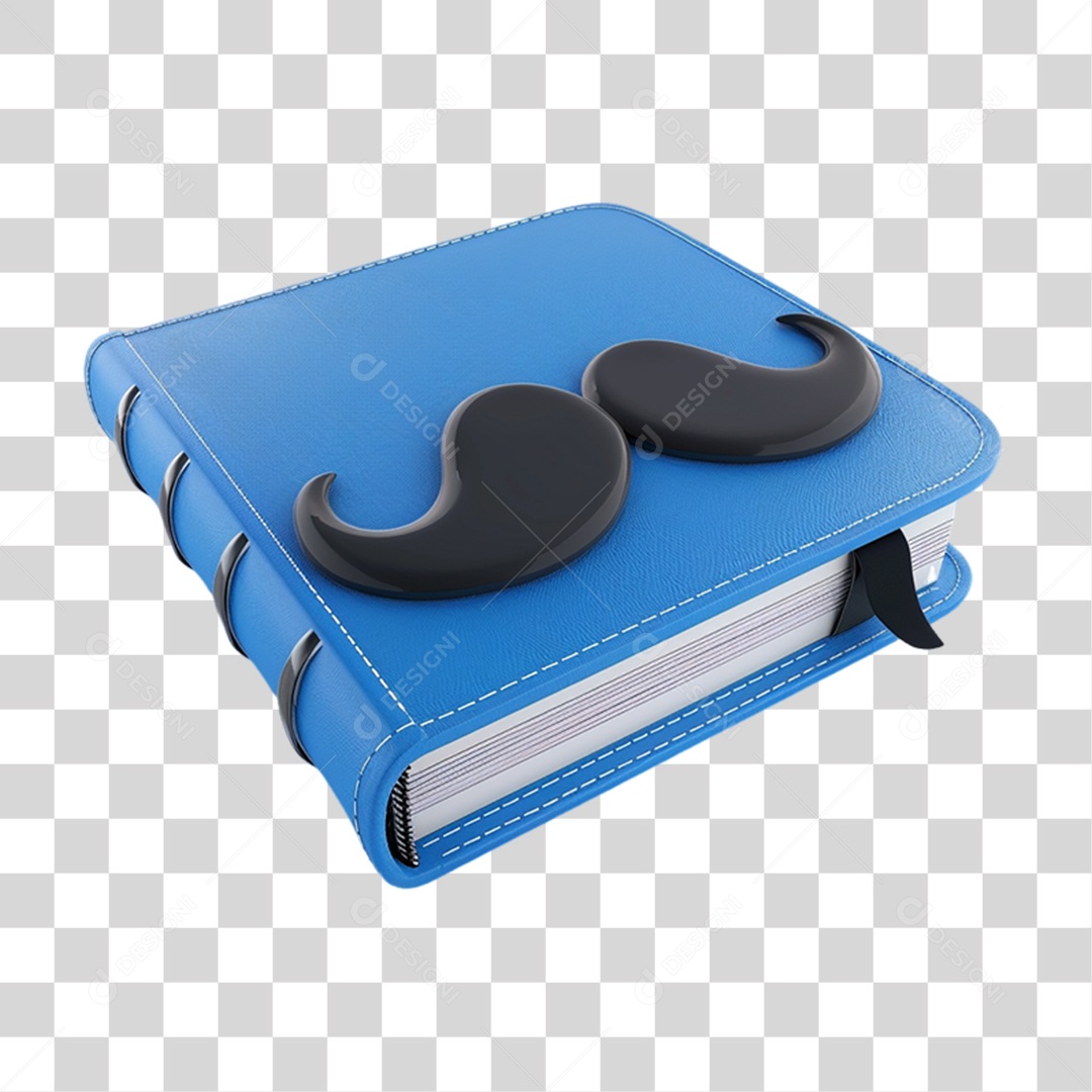 Elemento 3D Agenda com Bigode PNG Transparente