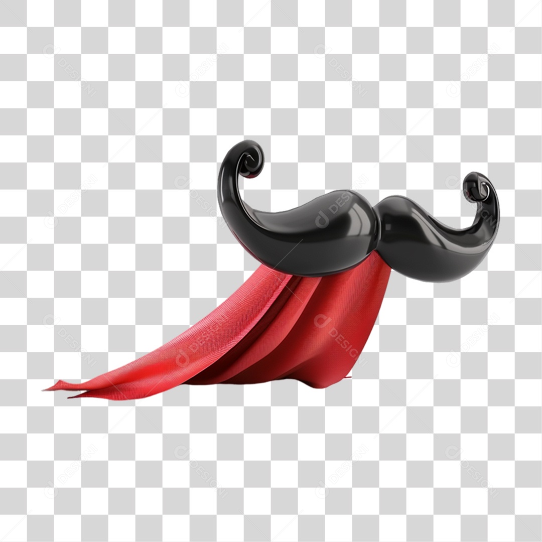 Elemento 3D Bigode com Capa PNG Transparente