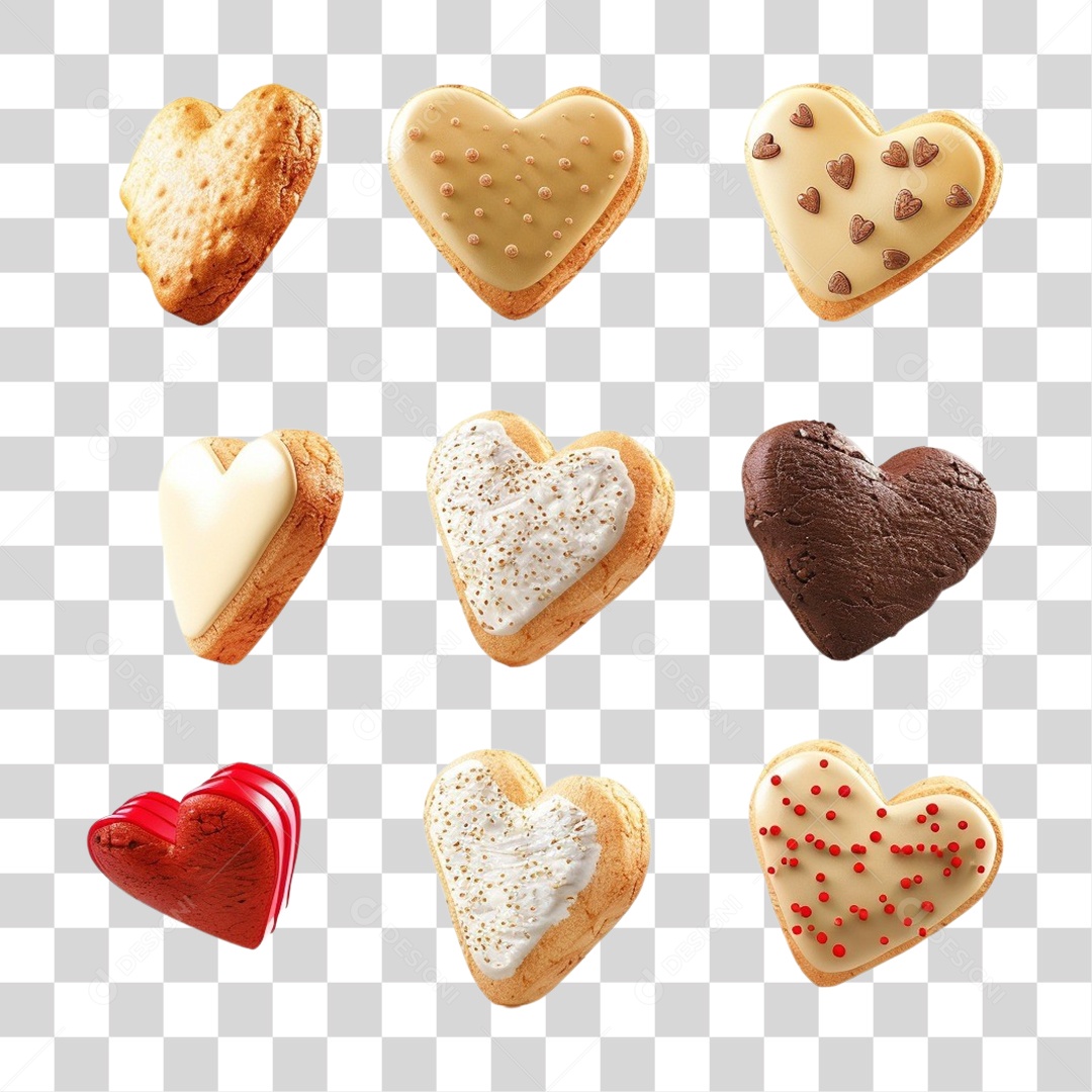 Biscoitos em Forma de Coração PNG Transparente