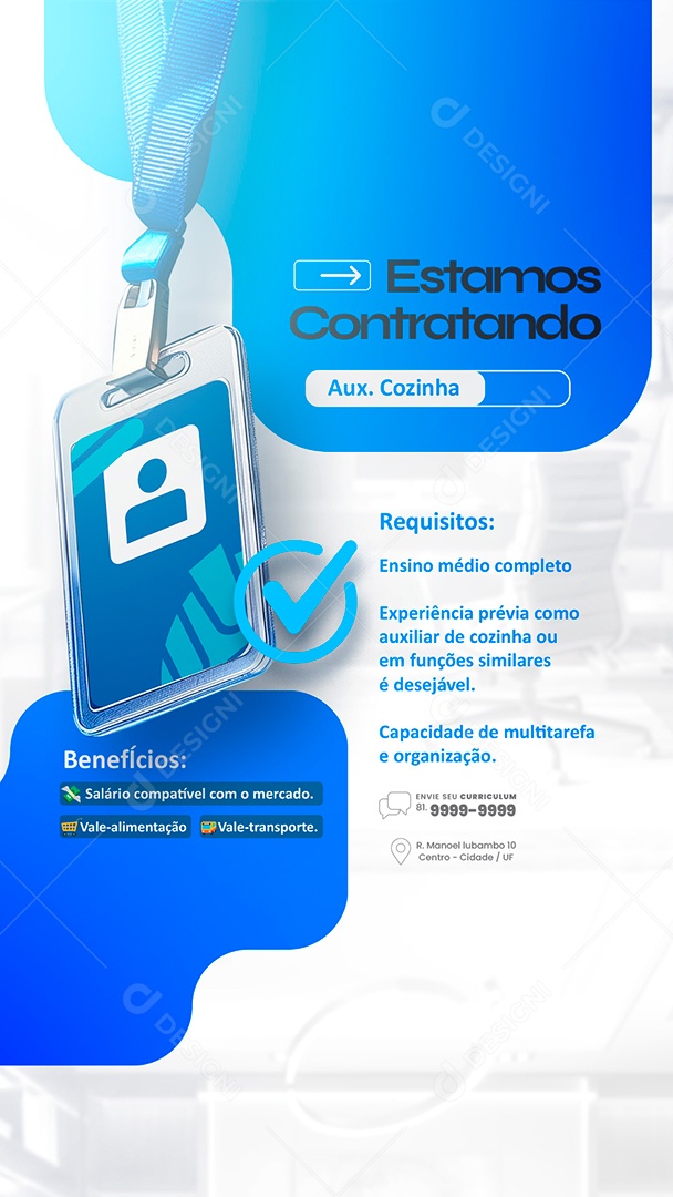 Story Social Media Vaga Emprego Estamos Contratando PSD Editável