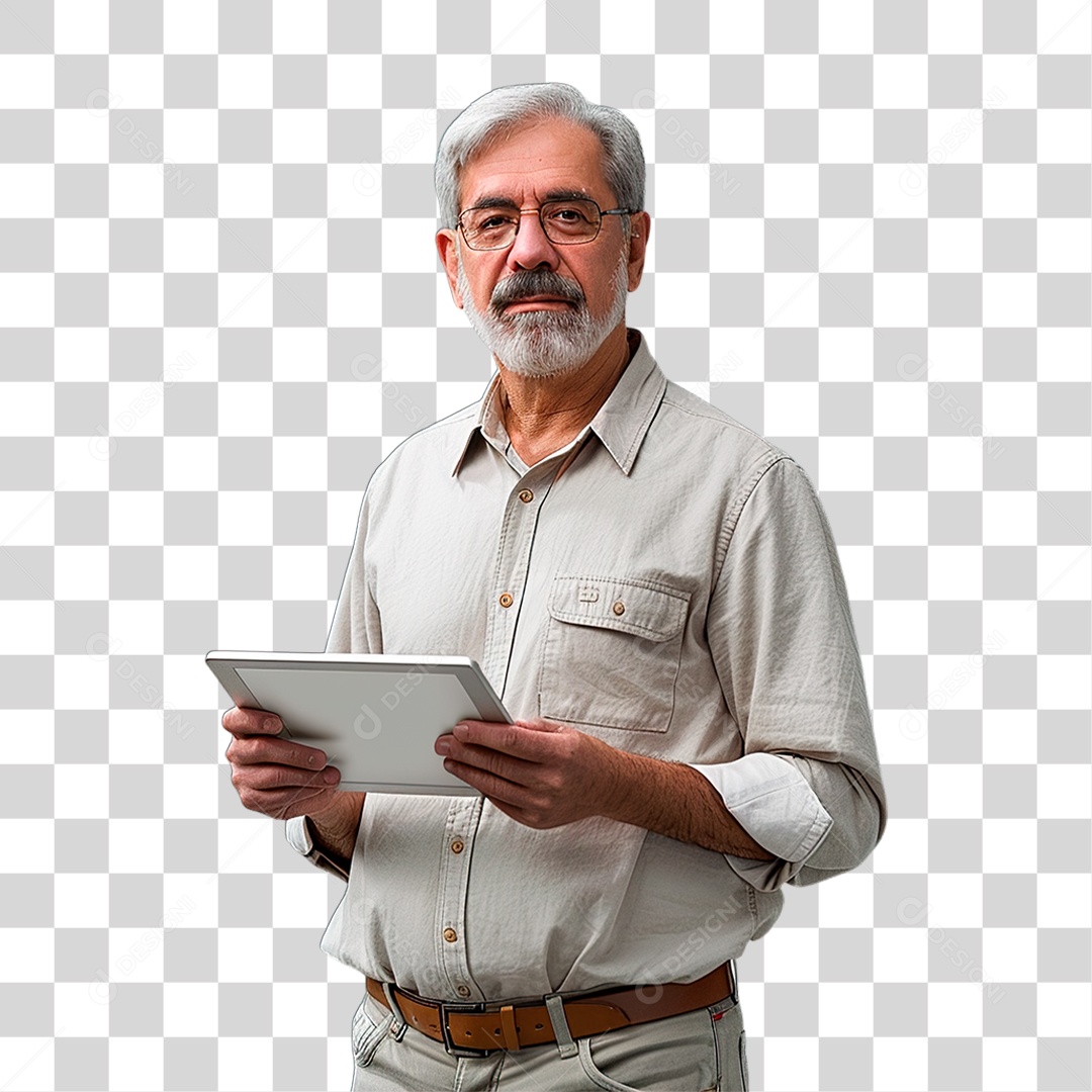 Homem Segurando Tablet PNG Transparente
