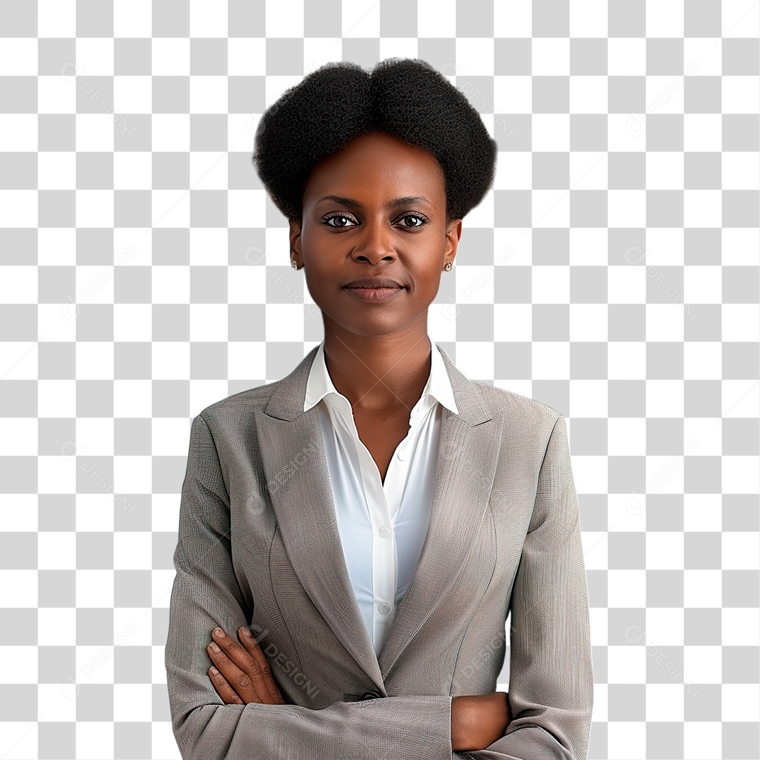 Mulher Negra de Terno PNG Transparente