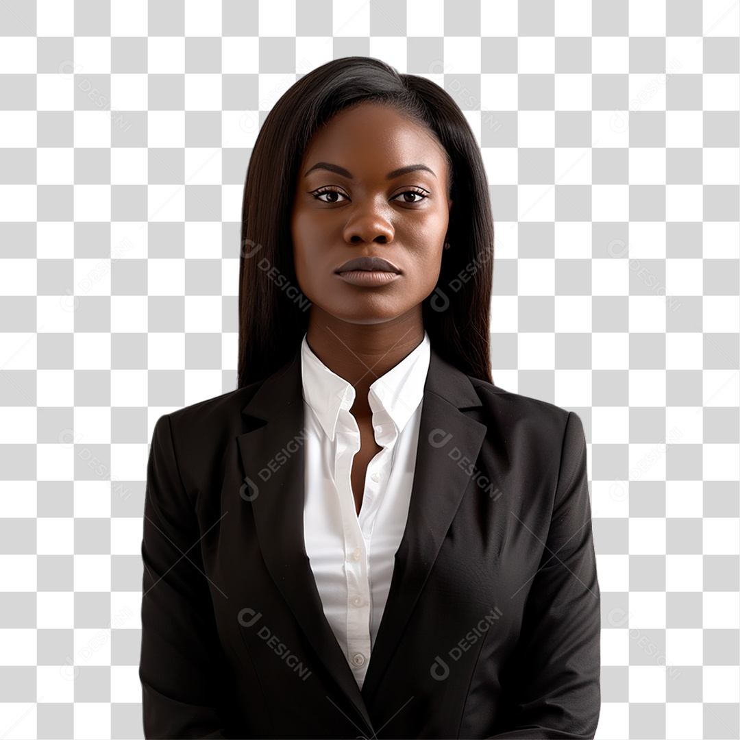 Mulher Negra de Terno PNG Transparente