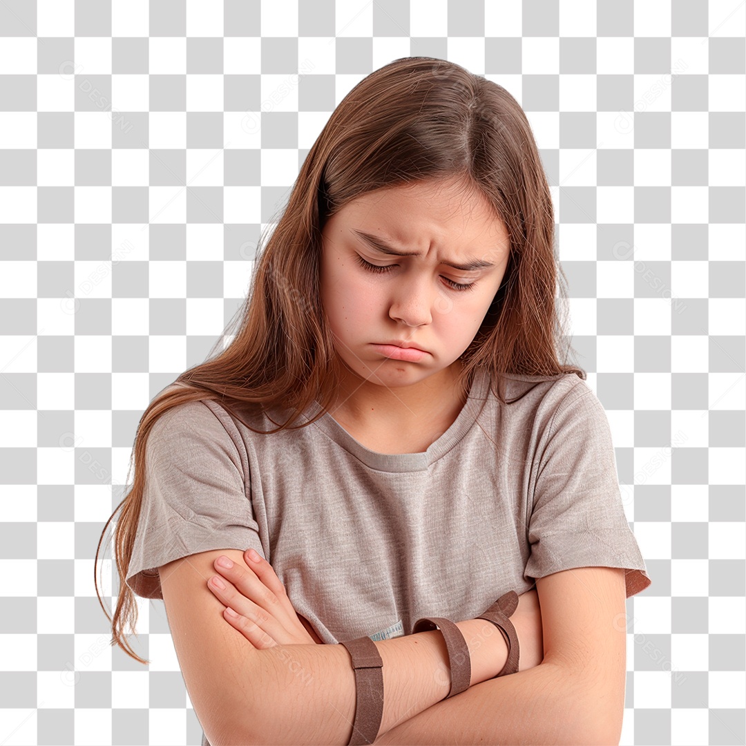 Menina de Braço Cruzado PNG Transparente