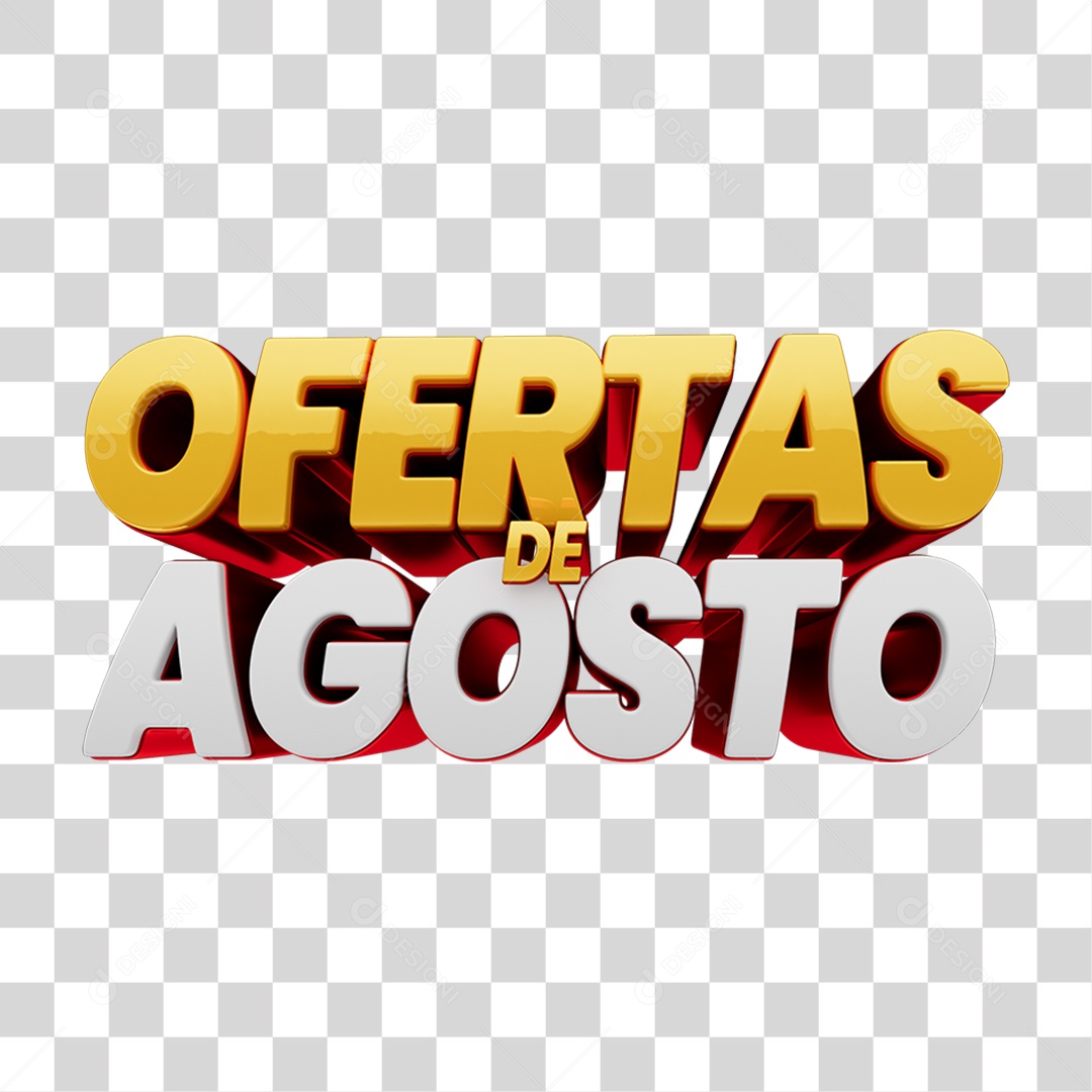 Ofertas de Agosto Texto 3D Para Composição PNG Transparente