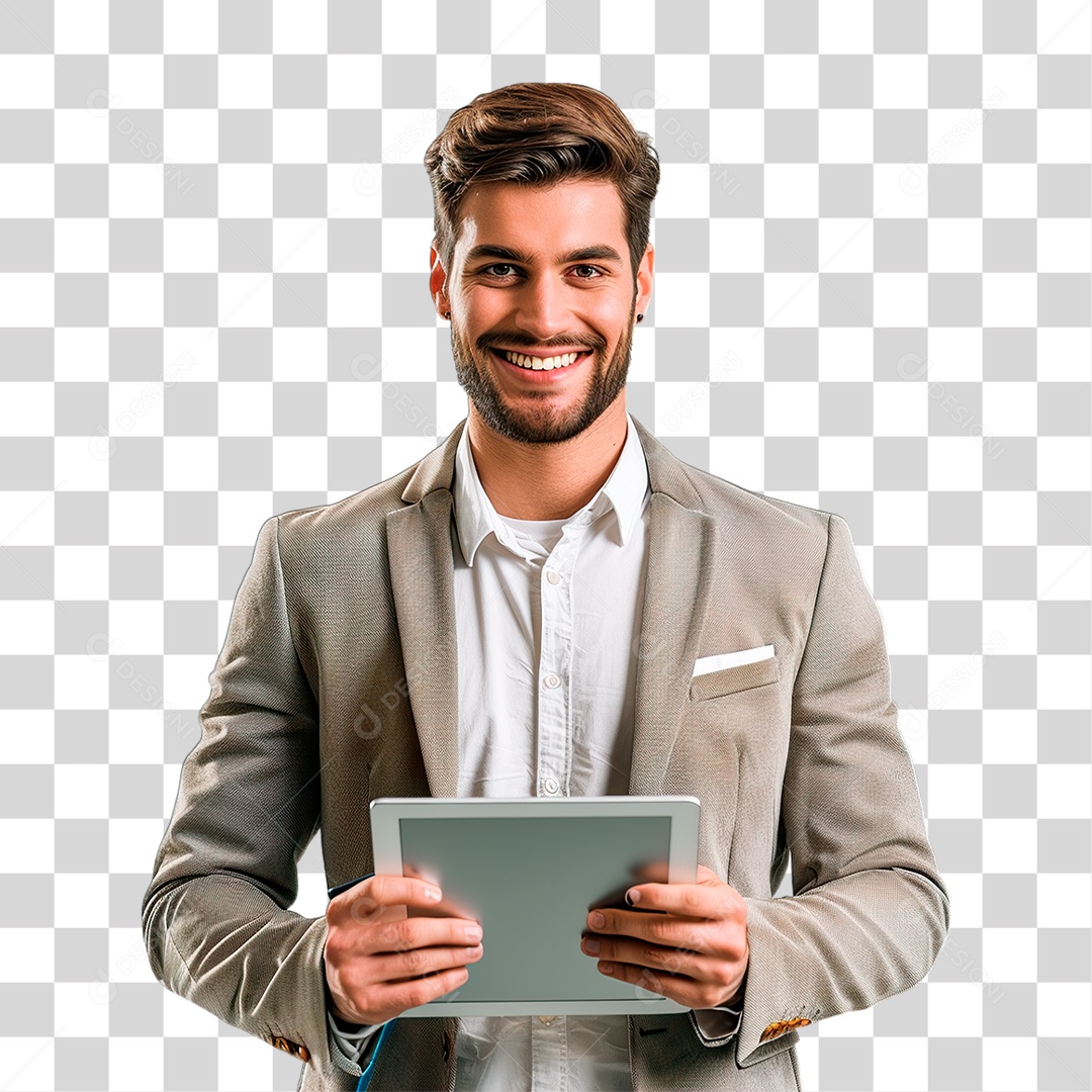 Homem Segurando Tablet PNG Transparente