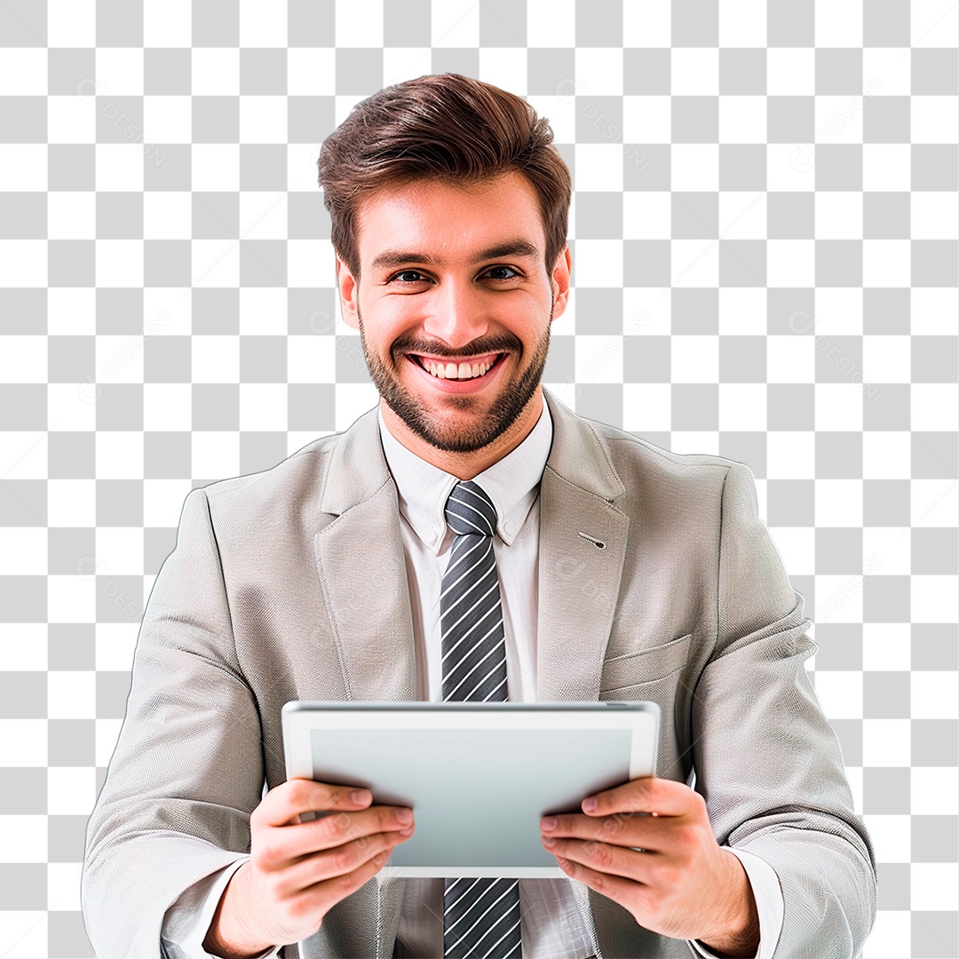 Homem Segurando Tablet PNG Transparente