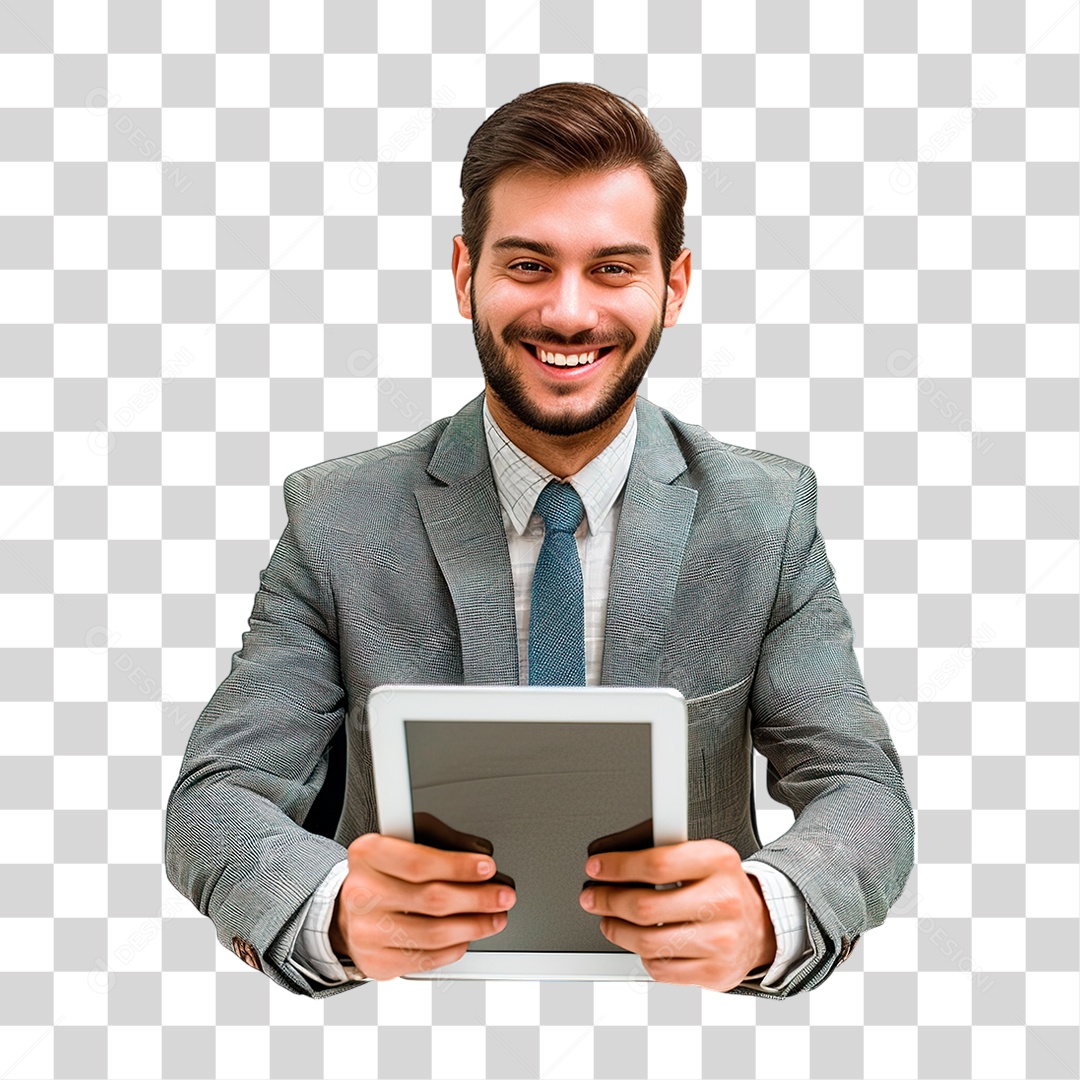 Homem Segurando Tablet PNG Transparente