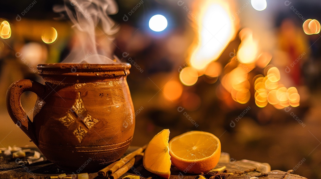 Festa junina mostrando uma caneca de barro rústica
