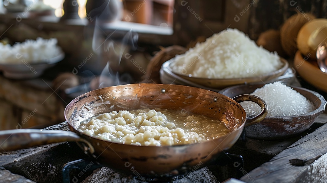 Panela com preparação de cocada