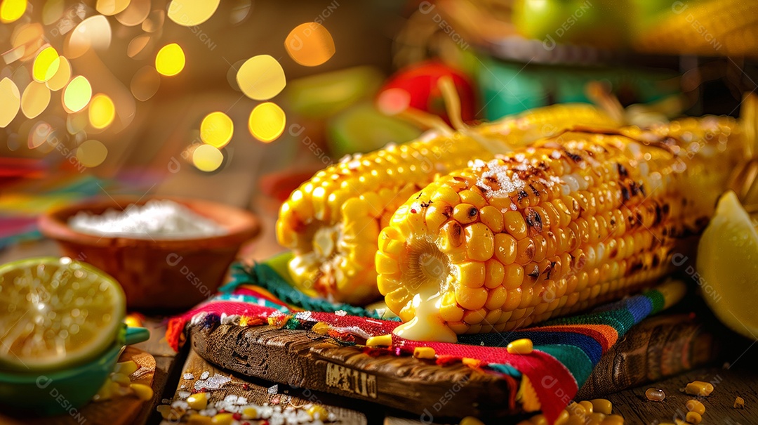 Espigas de milho sobre tábua