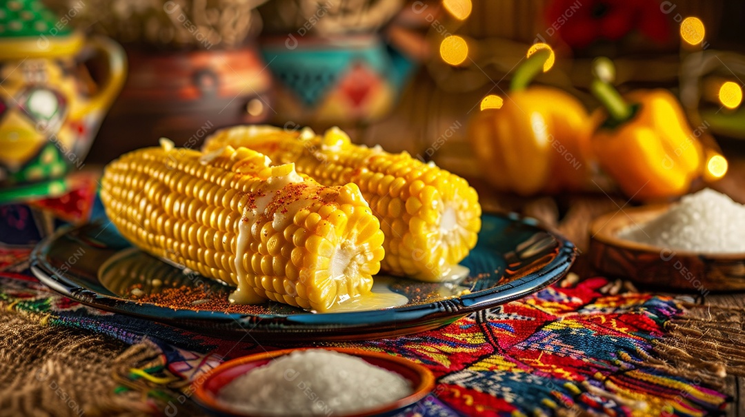 Espigas de milho cozido com manteiga