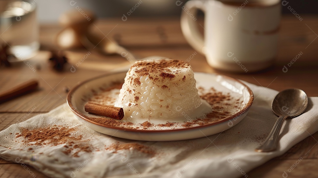 Prato de arroz doce com canela