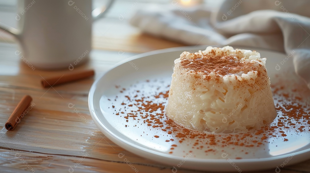 Prato com arroz doce e canela