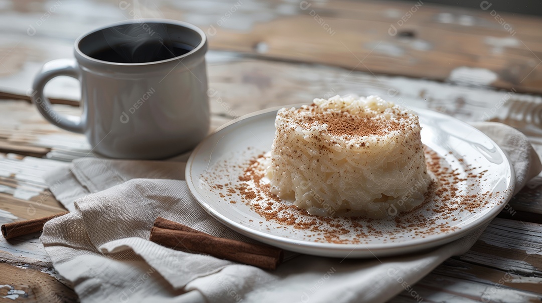 Prato com arroz doce e canela