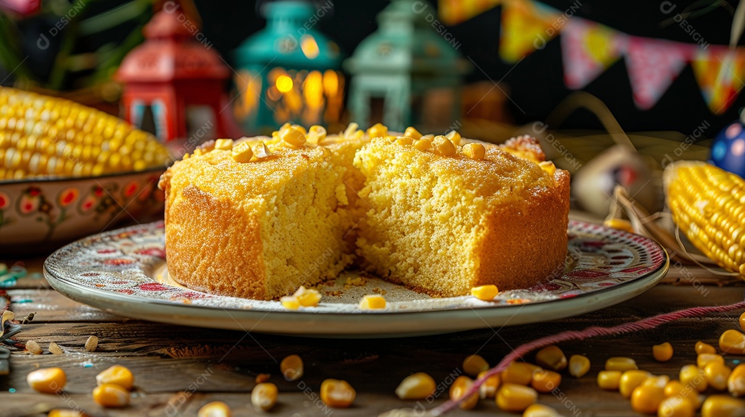 Bolo deliciosa de fubá para festa junina