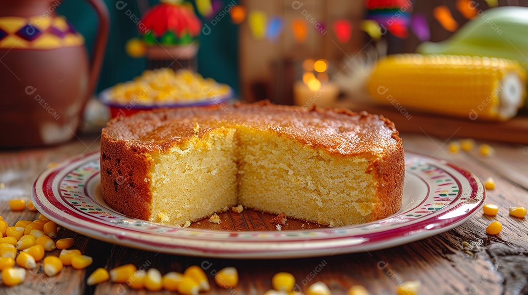 Bolo de fubá cortado delicioso