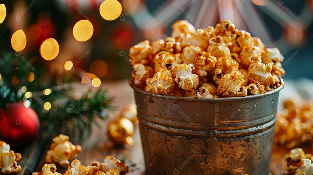 Balde de pipocas com cobertura em parque de dirvesão