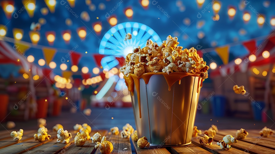 Balde de pipocas doce deliciosa