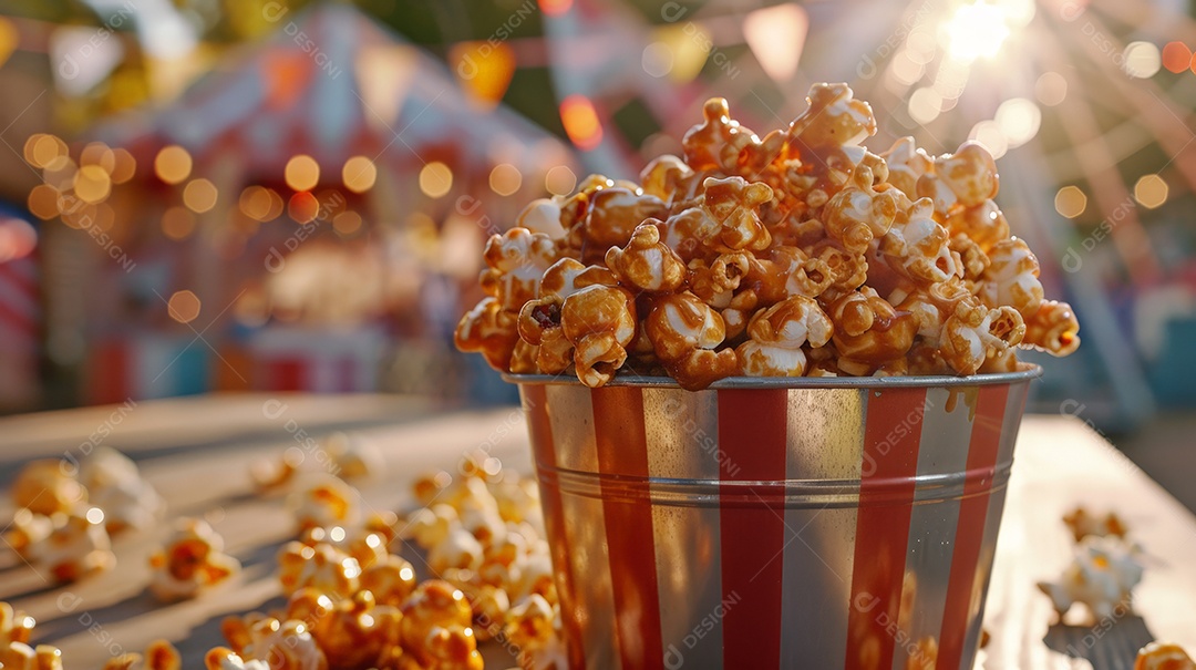 Balde de pipocas com cobertura em parque de dirvesão