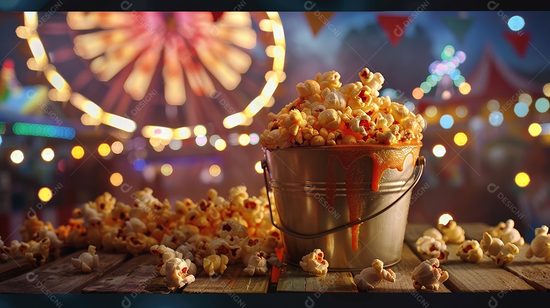 Balde de pipocas com cobertura em parque de dirvesão