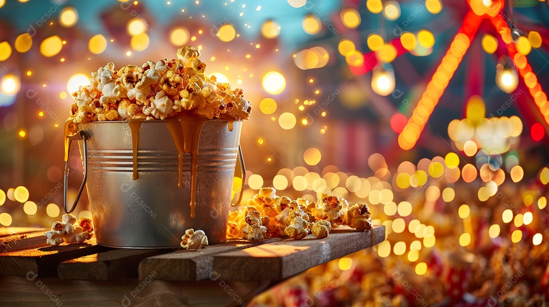 Balde de pipocas com cobertura