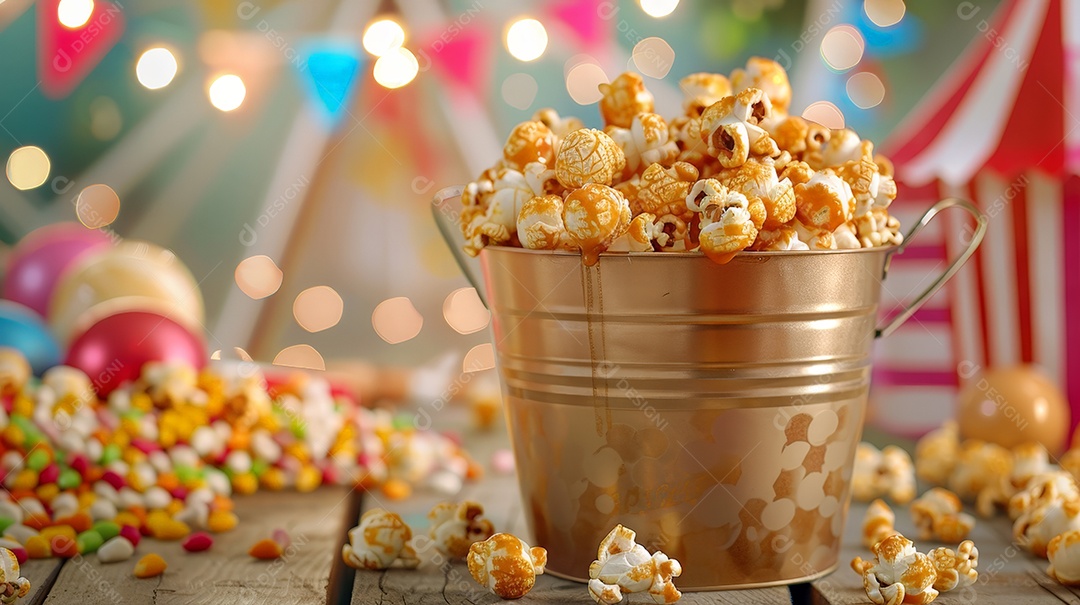 Balde de pipocas com cobertura