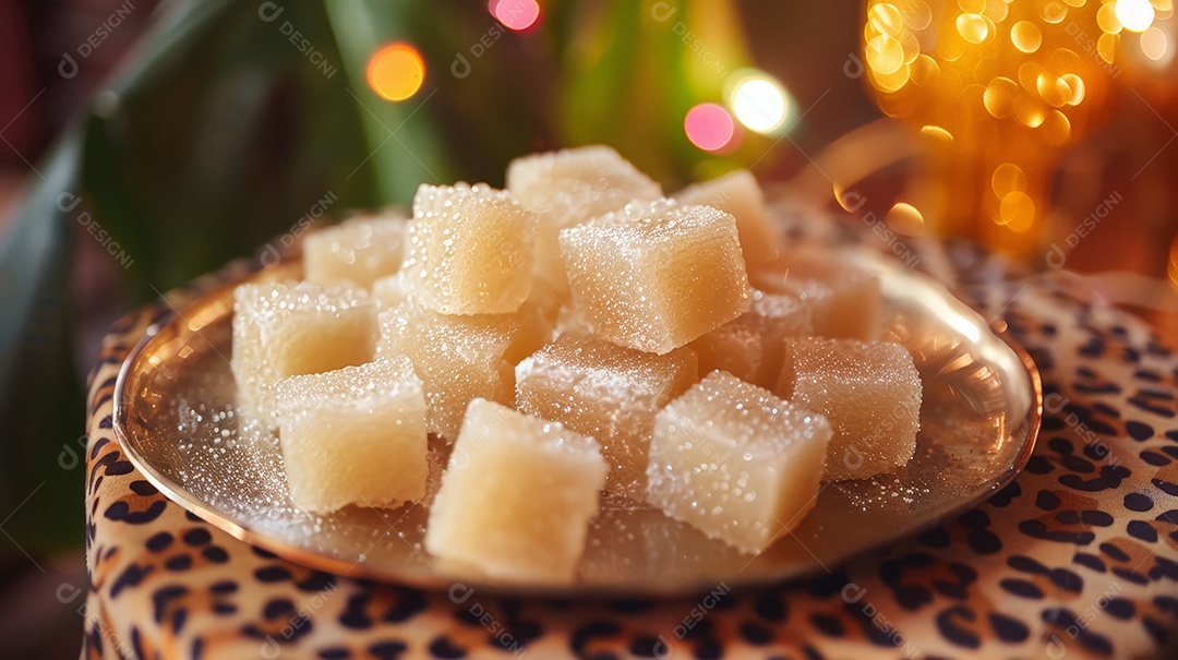 Bandeja cheia de pedaços docinhos de coco branco