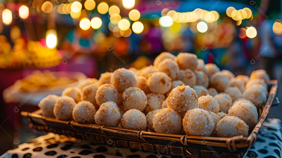Bandeja recheada de docinhos de coco branco delicioso