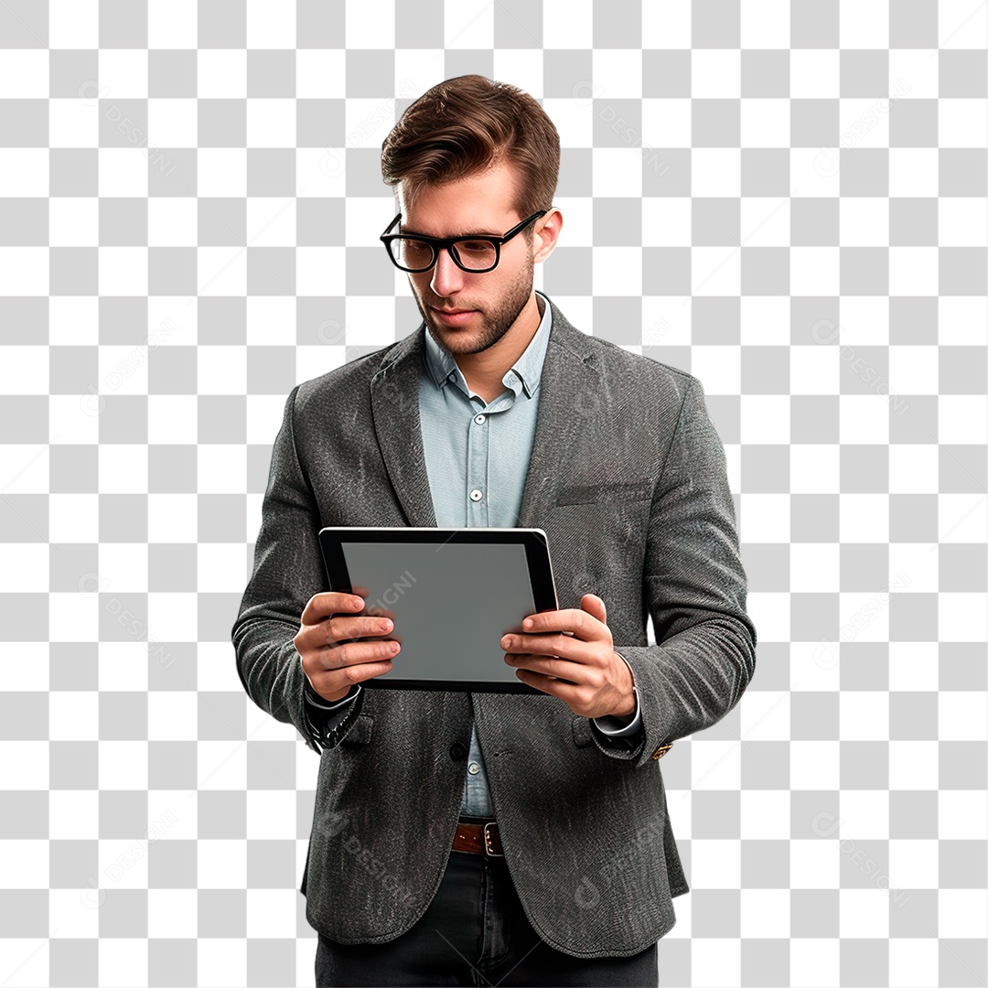 Homem Segurando Tablet PNG Transparente