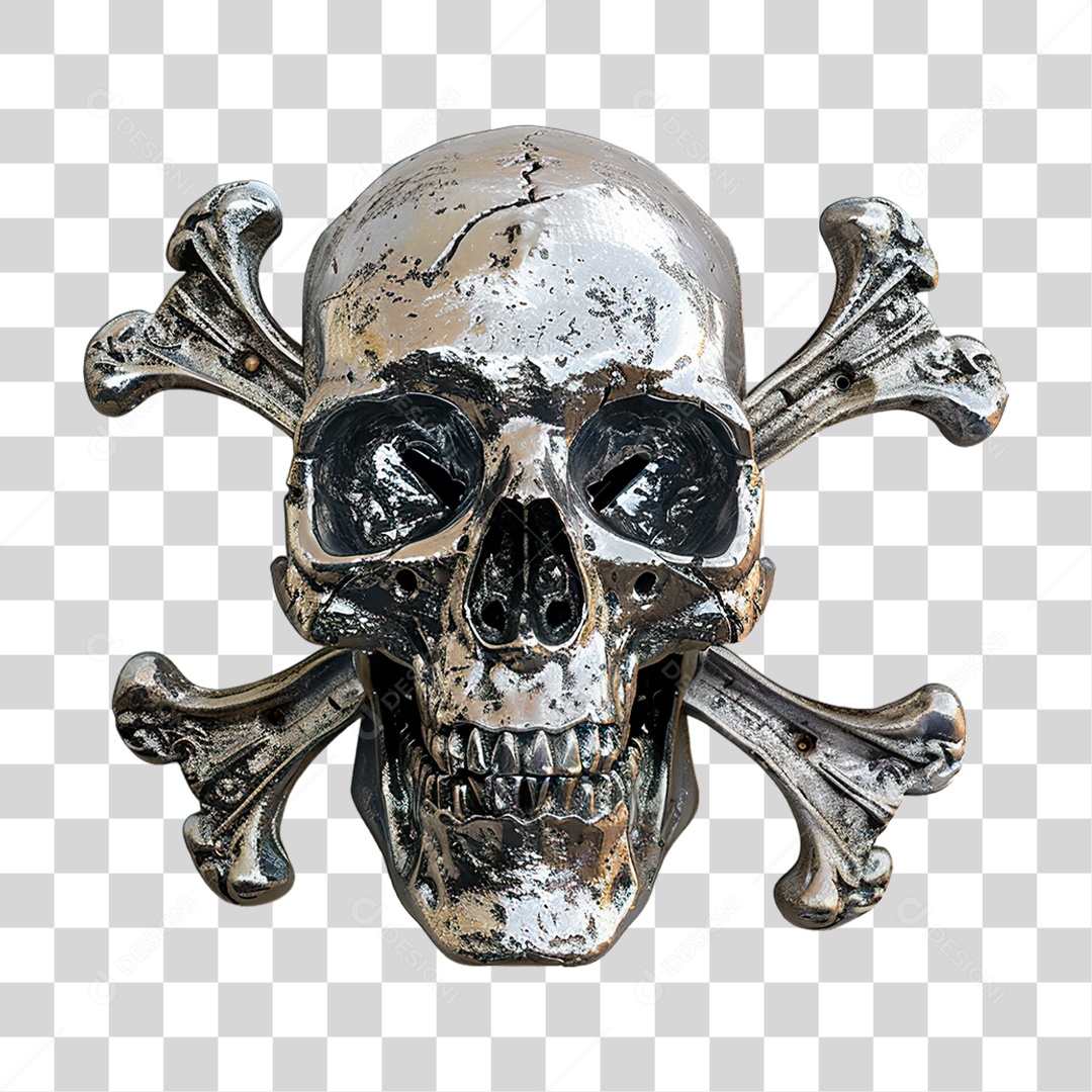 Caveira de Metal PNG Transparente