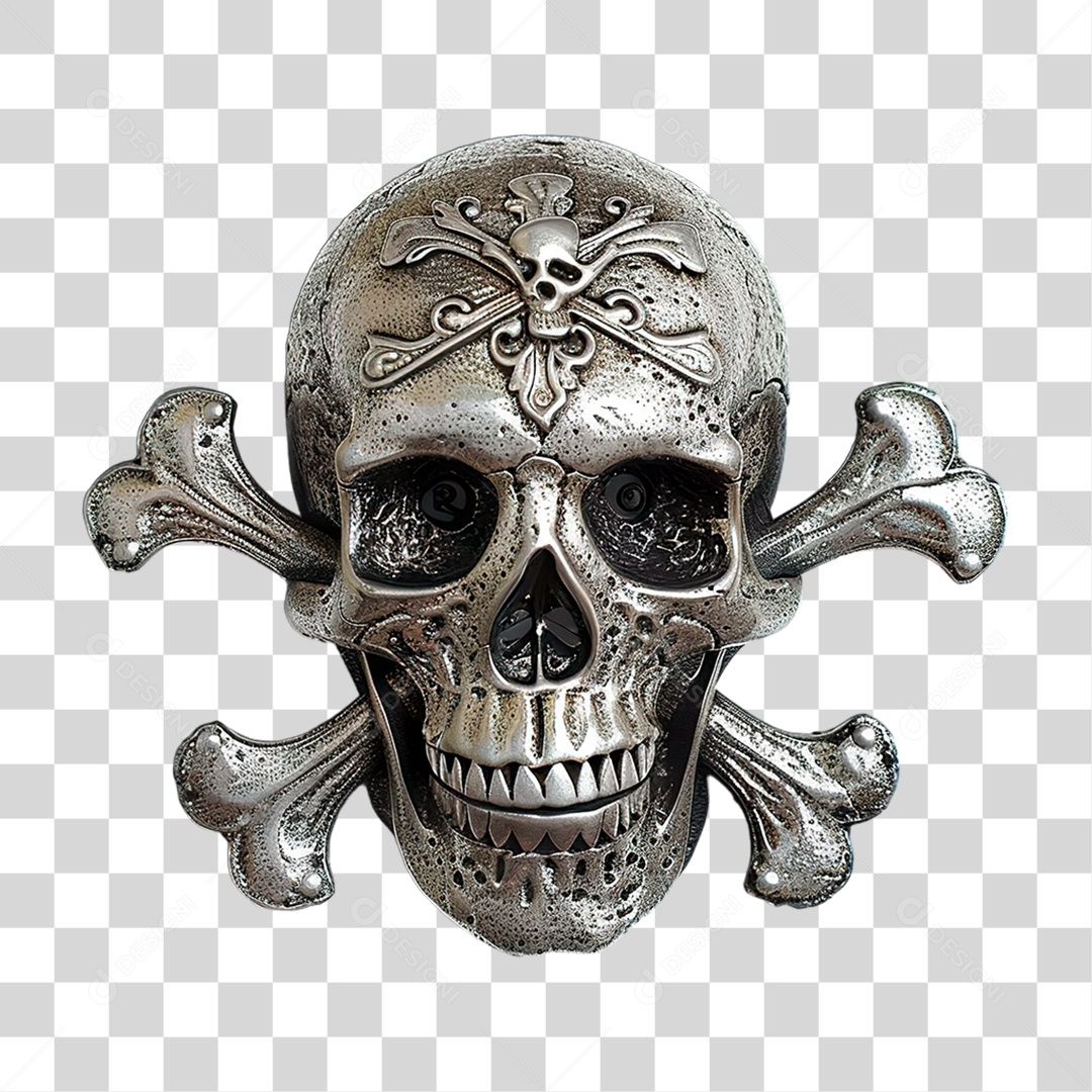Caveira de Metal PNG Transparente