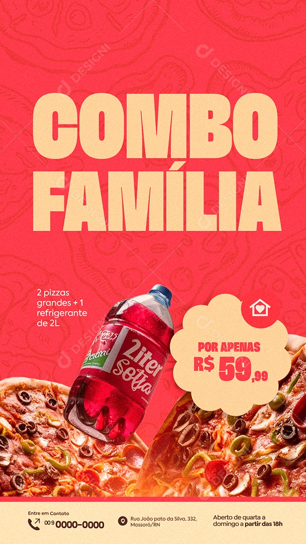 Story Combo Família 2 Pizzas Grandes mais 1 Refrigerante Social Media PSD Editável