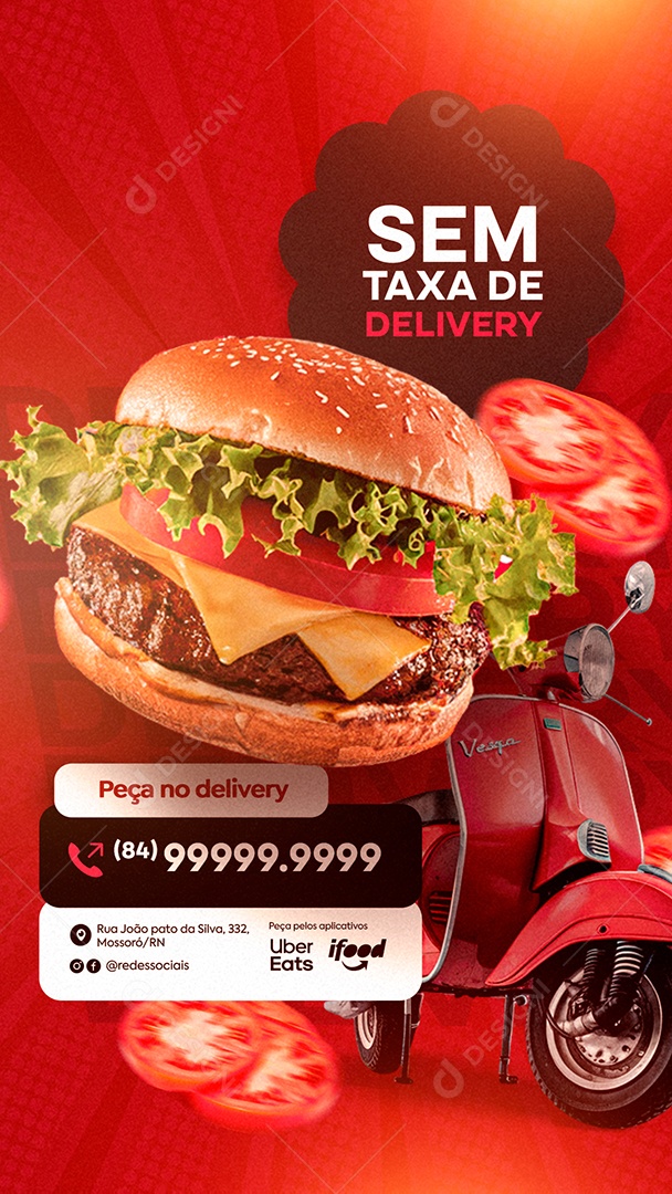 Story Sem Taxa de Delivery Social Media PSD Editável